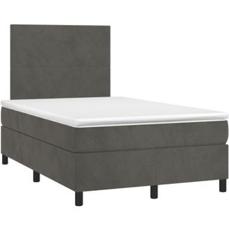 vidaXL Vidaxl - Cama Box Spring Colch&oacute;n Y Led Terciopelo Gris Oscuro 120x190 Cm
