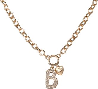 Juicy Couture Bubble Letter Necklace for Women with Clear Stones 18+2, Chunky Initial Necklace Gold-Tone in Letter B at Nordstrom