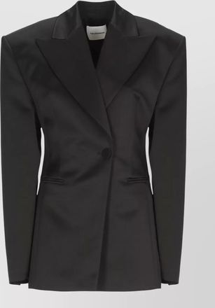 Andamane satin blazer padded shoulders long sleeves