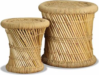 vidaXL Taburetes De Cocina 2 Unidades Bamb&uacute; Y Yute Vidaxl