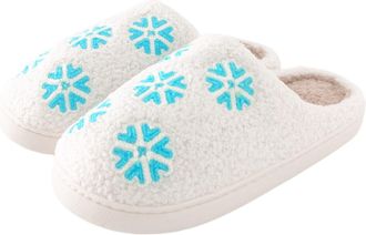 Generic Ladies Slippers Couples Men Women Christmas Slip On Furry Flat Home Winter Round Toe Keep Warm Cartoon Prints Cozy Clogs For Couples Cozy Slippers For