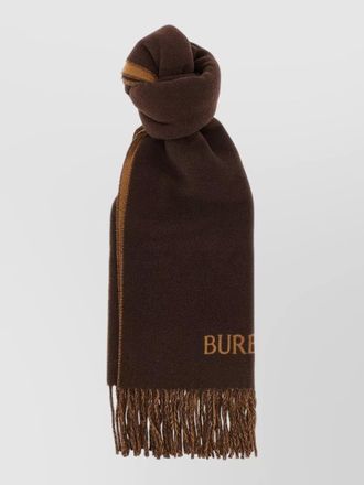 Burberry knight motif reversible scarf fringe detail