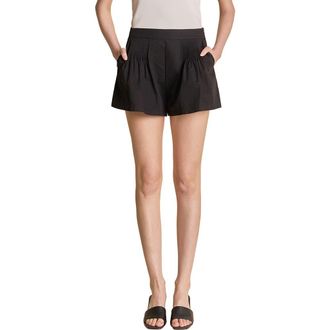English Factory Pintuck Flare Cotton Shorts in Black at Nordstrom, Size X-Small