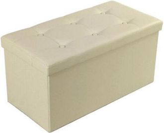 Trade Shop Trade Shop - Pouf Scatola Contenitore Rettangolare Similpelle Cassapanca Poggiapiedi Colore - Beige