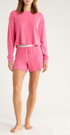 PJ Salvage Waffle Knit Short Pajamas in Think Pink at Nordstrom Rack, Size X-Large