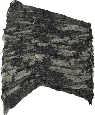 The Mannei Textured Ruched Skirt with Silk