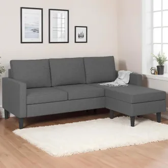 IDMarket Sof&aacute; Esquinero 3 Plazas Marius 200 Cm Reversible Gris Antracita