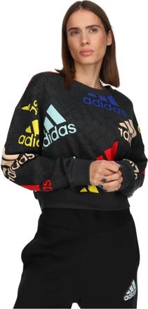adidas Essentials Multi-Colored Logo Crop Sweatshirt - female - Adidas - Long Sleeve Training Tops - Black - XS - Sport