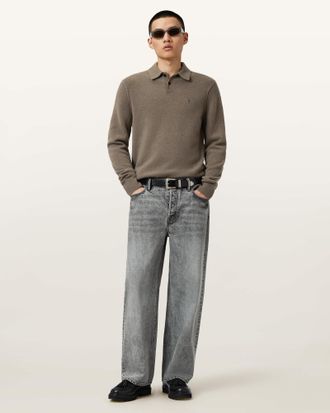 AllSaints Statten Long Sleeve Polo Sweater