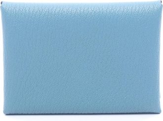 Herm&egrave;s Blue Chevre Leather Leather Coin Purse/Coin Case (Pre-Owned)
