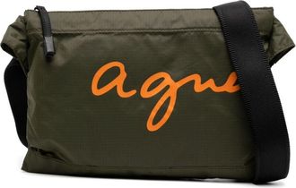 agnès b. logo print shoulder bag - unisex - Polyester/Nylon - One Size - Green