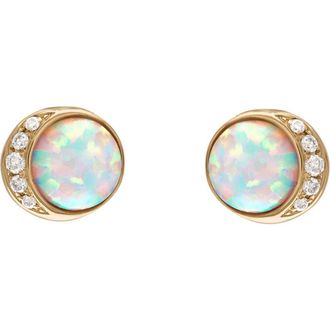 Eden Presley Moonrise Stud Earrings in Yellow Gold - Opal at Nordstrom, Size Small