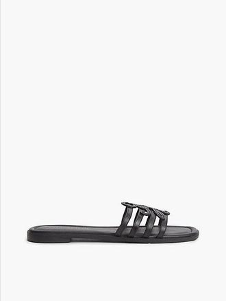 Tommy Hilfiger Mules de piel con tiras con logo