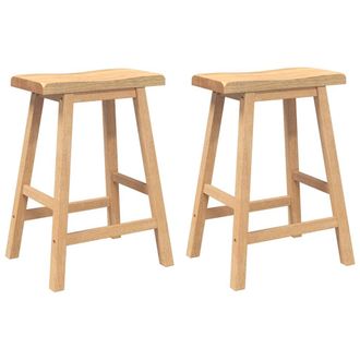 vidaXL Taburetes De Bar, 2 Unidades, Madera Maciza Natural, Caucho Vidaxl