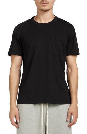 Les Tien Lightweight Binded Neck Classic Pocket Tee in Jet Black at Nordstrom, Size Xx-Large
