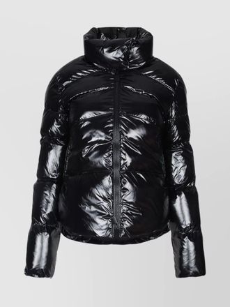 Pinko high collar puffer coat with shiny finish