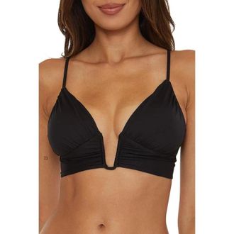 BECCA by Rebecca Virtue Womens BECCA by Rebecca Virtue Color Code Bikini Top Black Shirred GBO1160