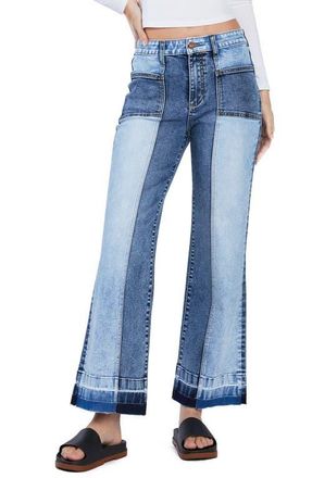 HINT OF BLU Pieced Release Hem Ankle Straight Leg Jeans in Futuristic Blue at Nordstrom, Size 25