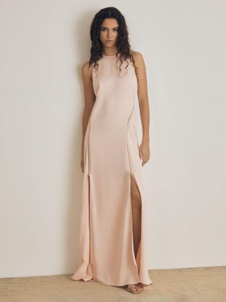 Reiss Womens Light Pink Zipped Maxi Dress, Size: 12