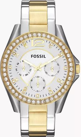 Fossil Riley 38mm Womens Multifunction, Two-Tone Stainless Steel Watch