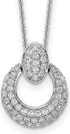 Diamond2Deal 14K White Gold 5/8 Ct Lab Grown Diamond Fancy Circle Necklace 18 Clarity VS, Color D-E