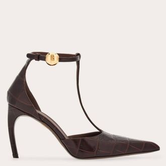 Ferragamo Odette 85 T-Strap Pumps, Size 7 C