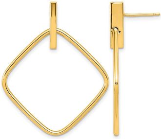 Diamond2Deal 14K Yellow Gold Square Shape Drop Dangle Earrings