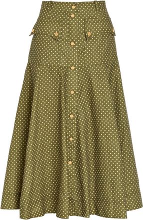 Zimmermann Luna Cargo Patterned Linen Midi Skirt - Olive - 4 (UK 16 / XL)