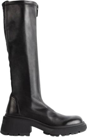 Jimmy Choo London Schoenen, Dames, Zwart, 39 EU, Leer, Zwarte leren Lune Flat laarzen