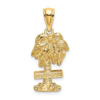 Diamond2Deal 14k Yellow Gold ST. THOMAS Palm Tree Charm