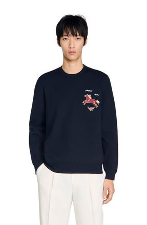 Sandro Embroidered horse sweatshirt in Navy Blue at Nordstrom, Size Xx-Large