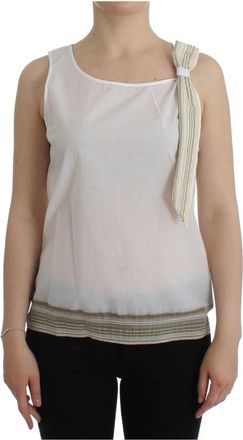 Ermanno Scervino Witte Mouwloze Top met Strikdetail - Dames - Tops zonder mouwen - Wit - S - Katoen - Tops