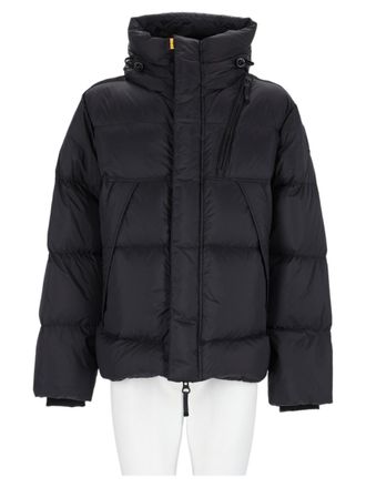 Parajumpers Quilted Black Cropped Hooded Polyamide Puffer Jacket