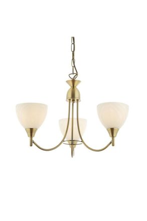 Netlighting Alton 3 Light Multi Arm Ceiling Pendant Antique Brass Opal Glass E14