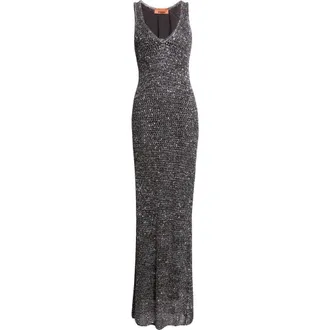 Missoni Metallic Sequin Gown in Black Base With Blue at Nordstrom, Size 2 Us