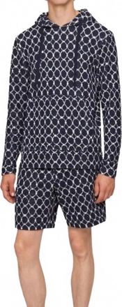 Orlebar Brown Blaine Geo Tile Hoodie In Midnight Navy