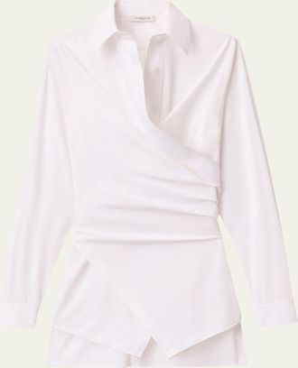 Lafayette 148 New York Convertible Long-Sleeve Poplin Shirt
