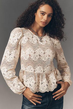 Dolan Peplum Lace Blouse