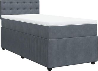 vidaXL Cama Box Spring Con Colch&oacute;n Terciopelo Gris Oscuro 90x200 Cm Vidaxl