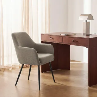 Maisons du monde Sill&oacute;n de comedor de tejido de poli&eacute;ster moka con patas de acero negro