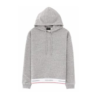Dsquared2 Hoodies & sweatvesten, Heren, Grijs, S, Katoen, Katoenen badstof hoodie met logoband