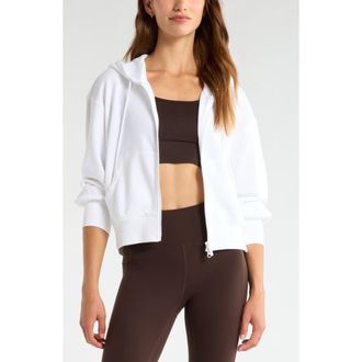 Zella Go easy Terry Zip Front Hoodie in White at Nordstrom, Size X-Small