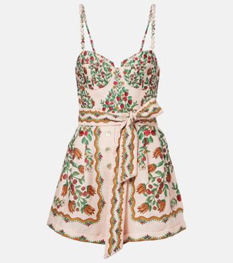 Farm Rio Fruit Beauty Scarf floral linen romper