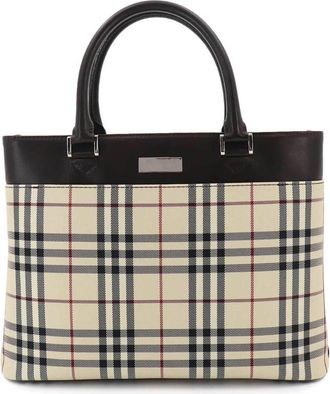 Burberry Beige Brown Canvas Leather Tote Bag (Pre-Owned)