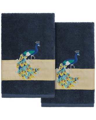 Linum Home Textiles 100% Turkish Cotton Penelope 2Pc Embellished Hand Towel Set