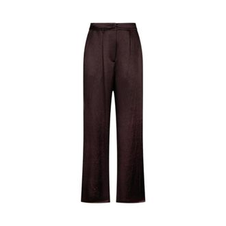 Liu Jo Wide Trousers, female, Brown, Size: L Long Satin Trousers with Slit