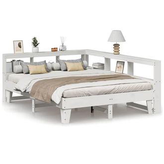 Berkfield Home Bookcase Bed without Mattress White 160x200cm Solid Wood Pine | Size: 160x200 cm