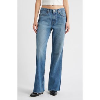 Re/Done The Californian High Waist Raw Hem Flare Leg Jeans in Mid70Sshadow at Nordstrom, Size 26