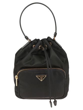 Prada Logo Plaque Bucket Bag