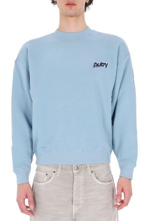 Autry Light Blue Central Logo Cotton Crewneck Sweatshirt